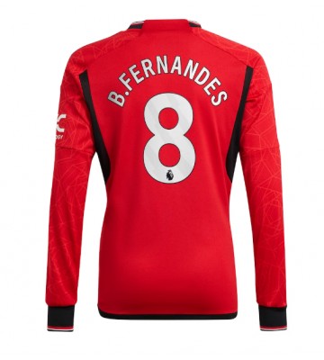 Manchester United Bruno Fernandes #8 Replica Home Stadium Shirt 2023-24 Long Sleeve